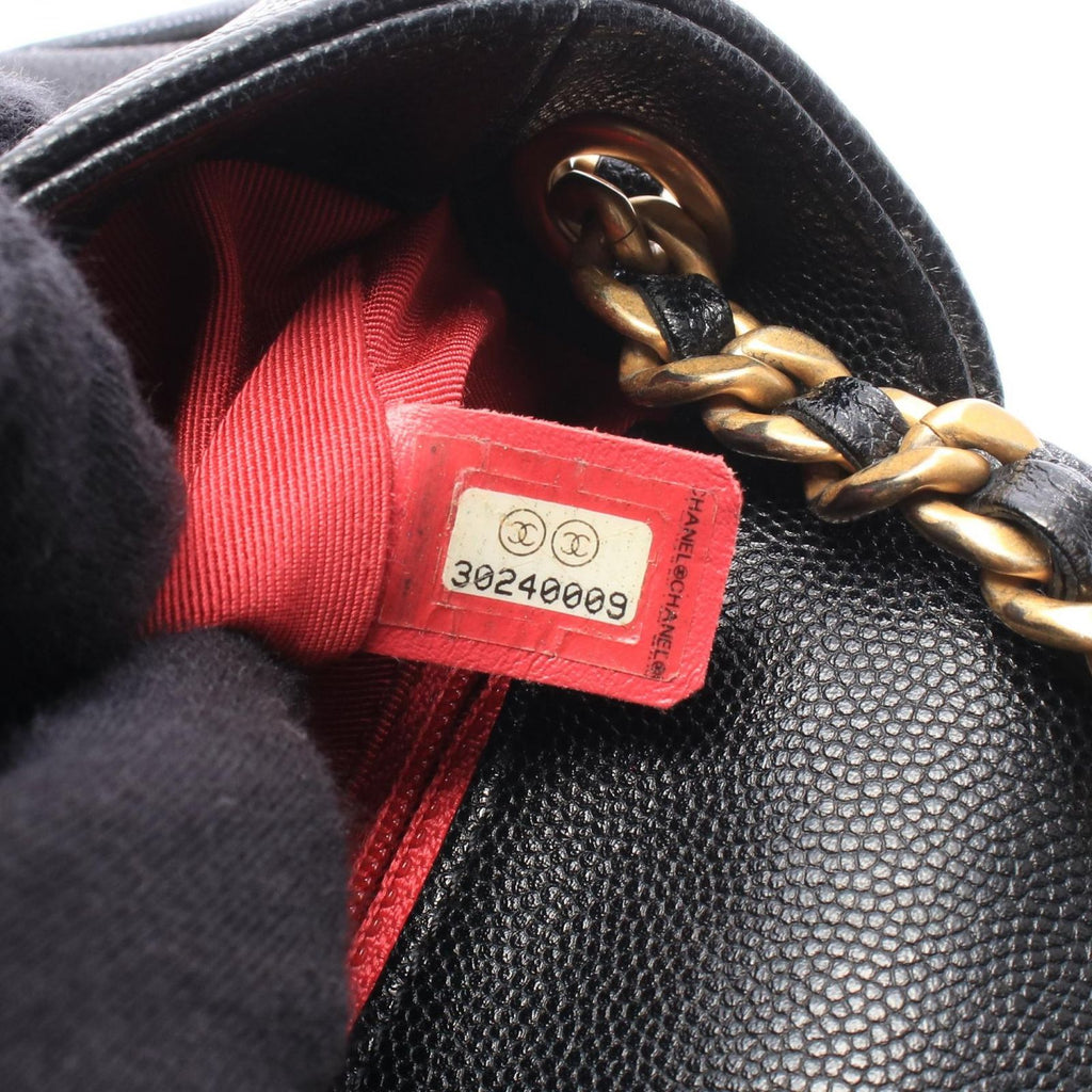 Chanel Shoulder Bag Quilted Black Caviar Leather Small Flap Chain — view 5