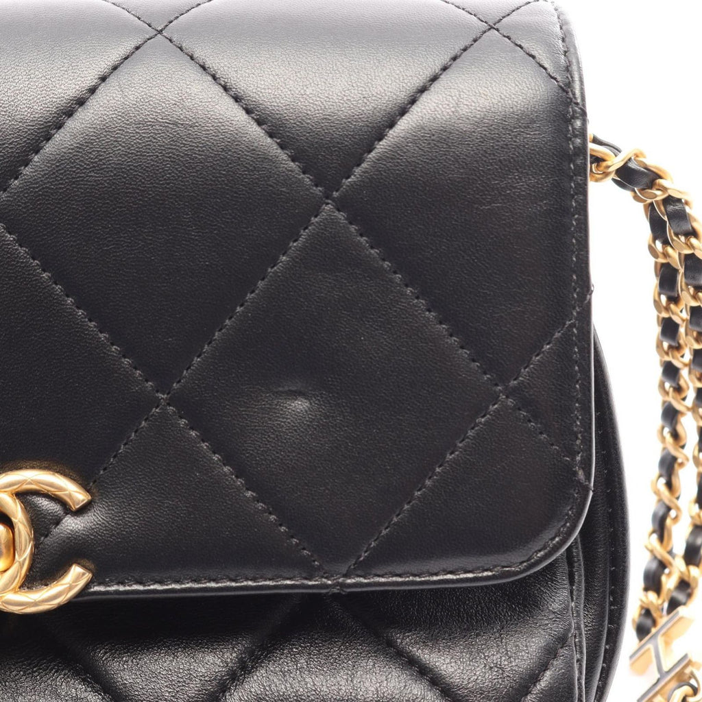 Chanel Shoulder Bag Quilted Small Flap Black Lambskin Chain — view 7