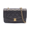 Chanel Shoulder Bag Quilted Diana Flap Black Lambskin Chain