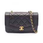 Chanel Shoulder Bag Quilted Diana Flap Black Lambskin Chain