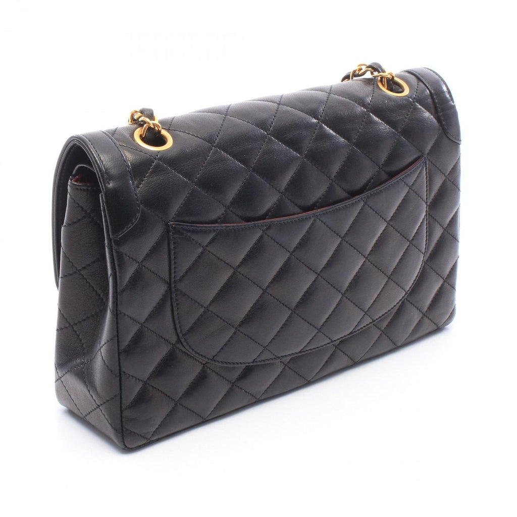 Chanel Shoulder Bag Quilted Limited Edition Double Flap Black Lambskin Chain — view 2