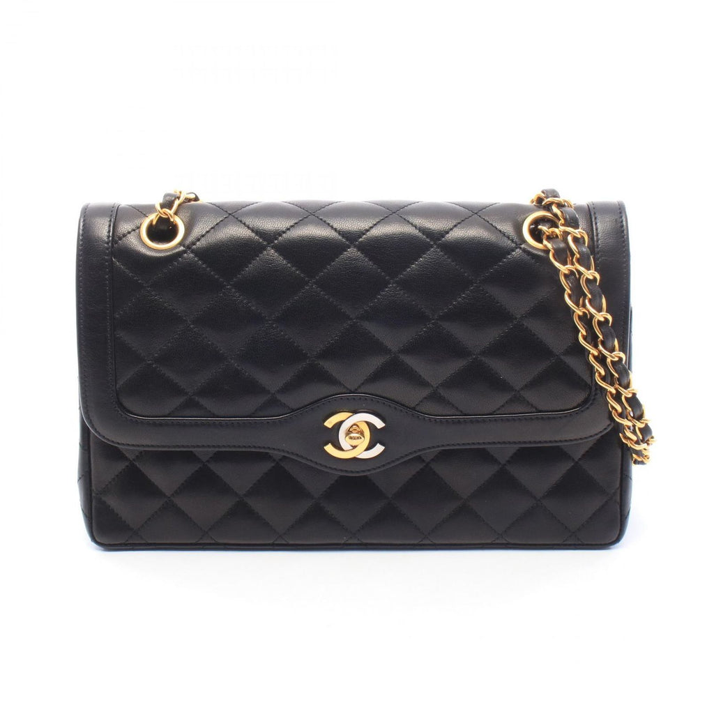 Chanel Shoulder Bag Quilted Limited Edition Double Flap Black Lambskin Chain