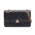 Chanel Shoulder Bag Quilted Limited Edition Double Flap Black Lambskin Chain