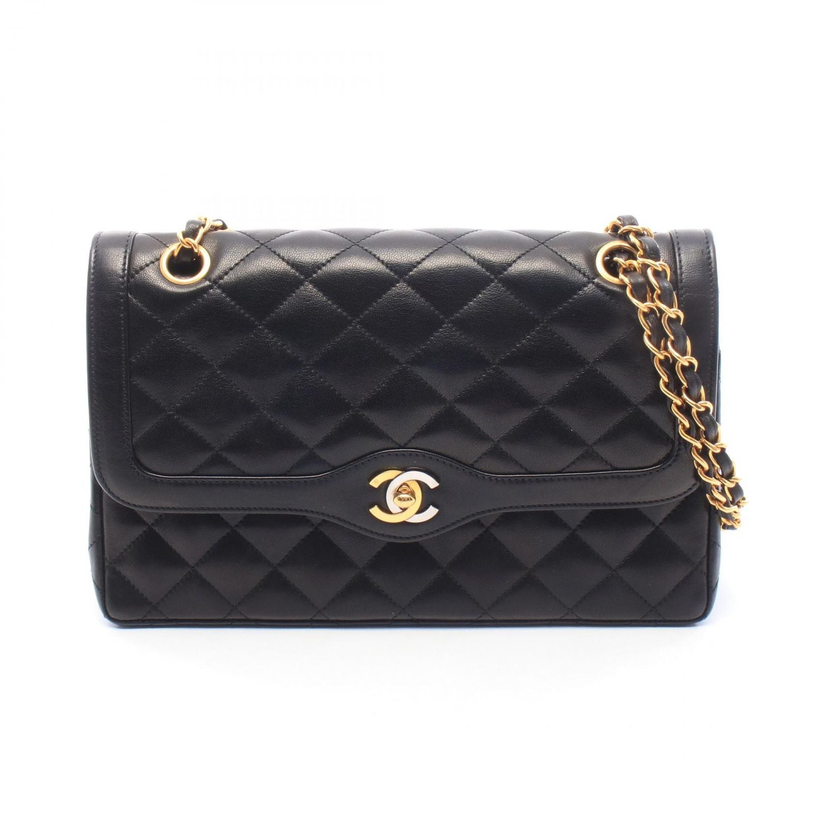 Chanel Shoulder Bag Quilted Limited Edition Double Flap Black Lambskin Chain