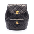 Chanel Backpack Quilted Turnlock Chain Black Lambskin