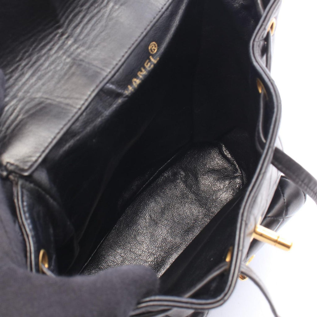 Chanel Backpack Quilted Turnlock Chain Black Lambskin — view 3