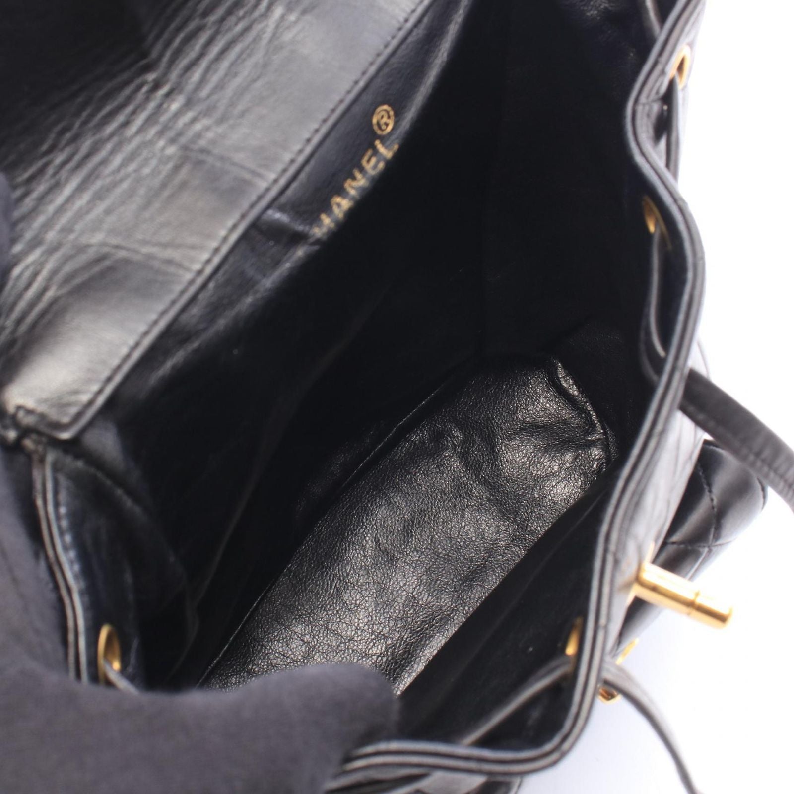 Chanel Backpack Quilted Turnlock Chain Black Lambskin — view 3