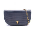 Chanel Shoulder Bag Half Moon Navy Lambskin Chain