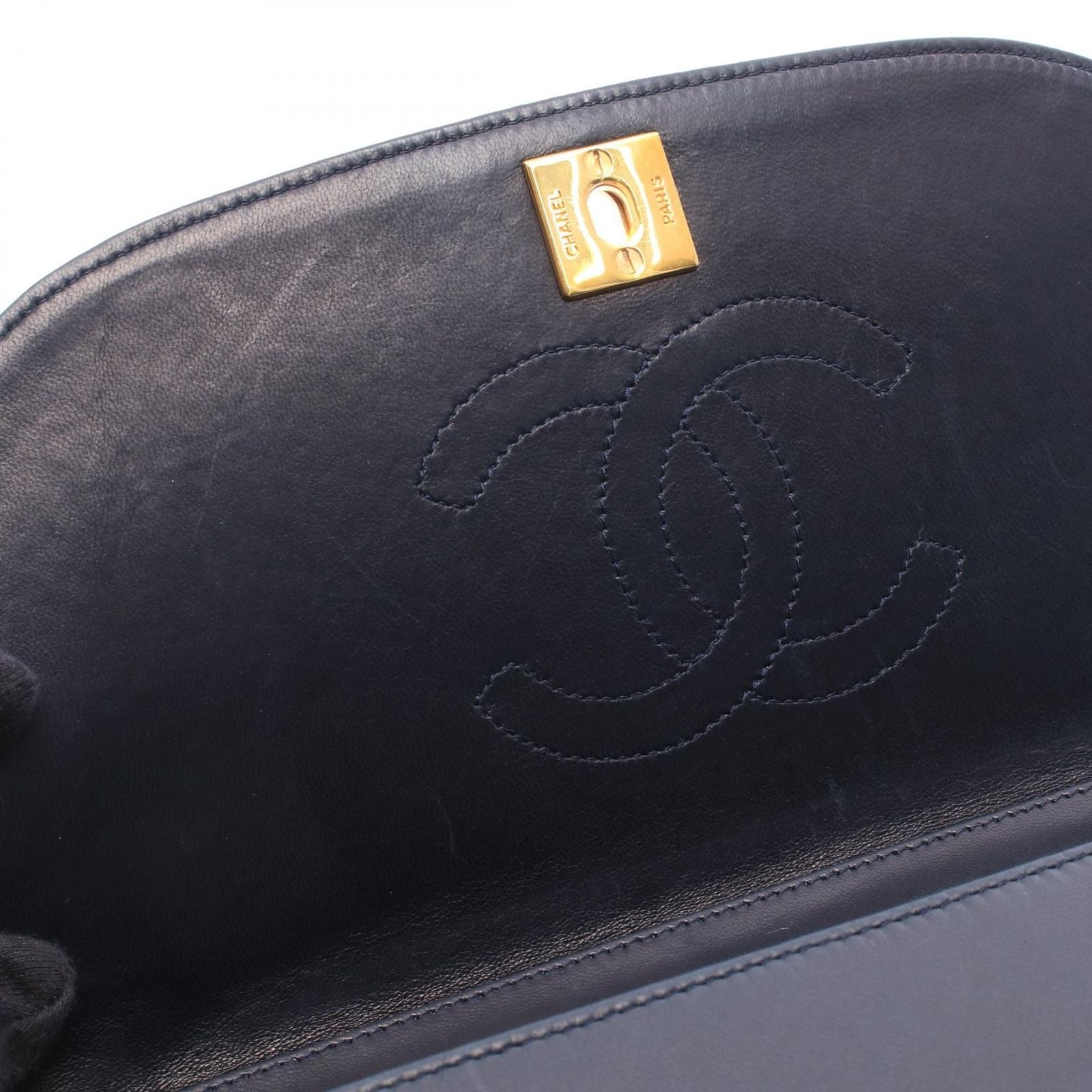Chanel Shoulder Bag Half Moon Navy Lambskin Chain — view 6