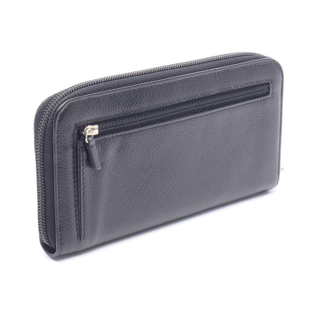 Chanel Round Wallet CC Logo Black Caviar Leather — view 2