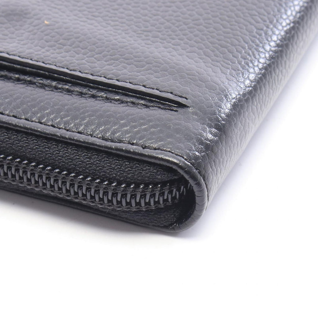 Chanel Round Wallet CC Logo Black Caviar Leather — view 6