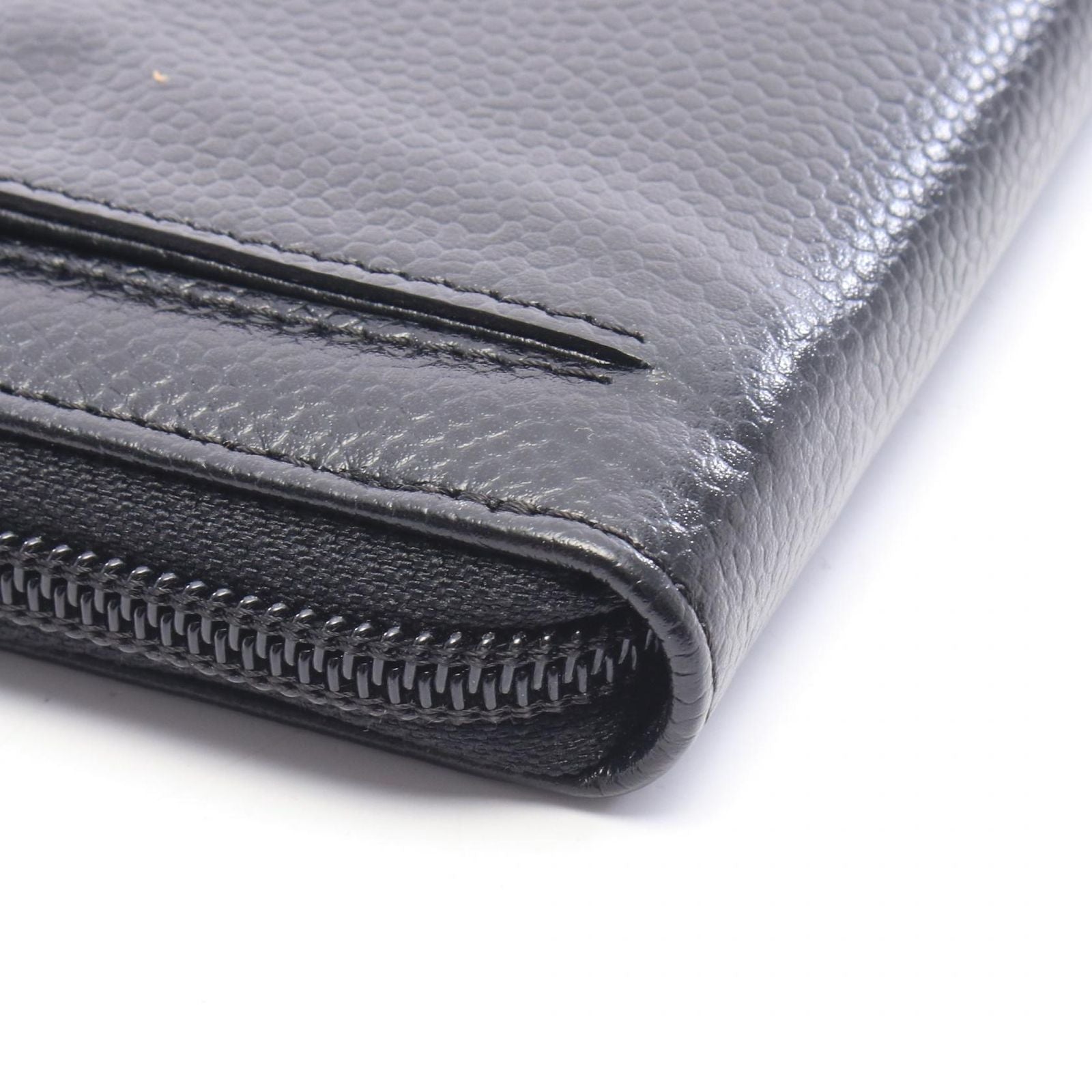 Chanel Round Wallet CC Logo Black Caviar Leather — view 6