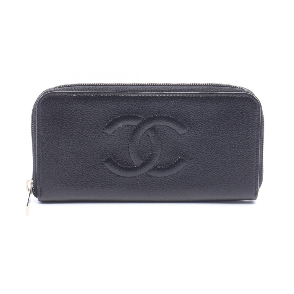 Chanel Round Wallet CC Logo Black Caviar Leather