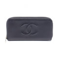 Chanel Round Wallet CC Logo Black Caviar Leather