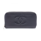 Chanel Round Wallet CC Logo Black Caviar Leather