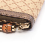 Gucci Round Wallet Diamante Bamboo Beige Brown Canvas Leather — view 5