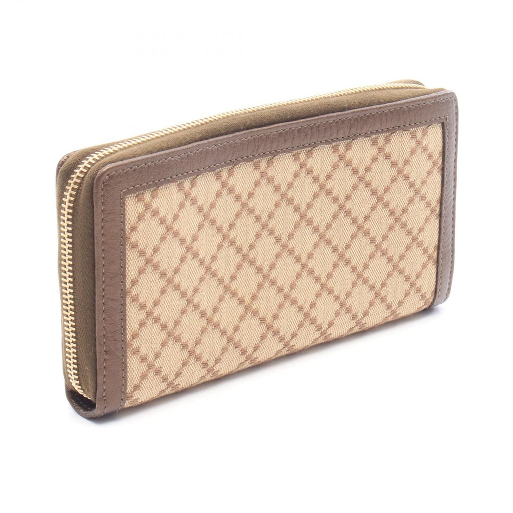 Gucci Round Wallet Diamante Bamboo Beige Brown Canvas Leather — view 2