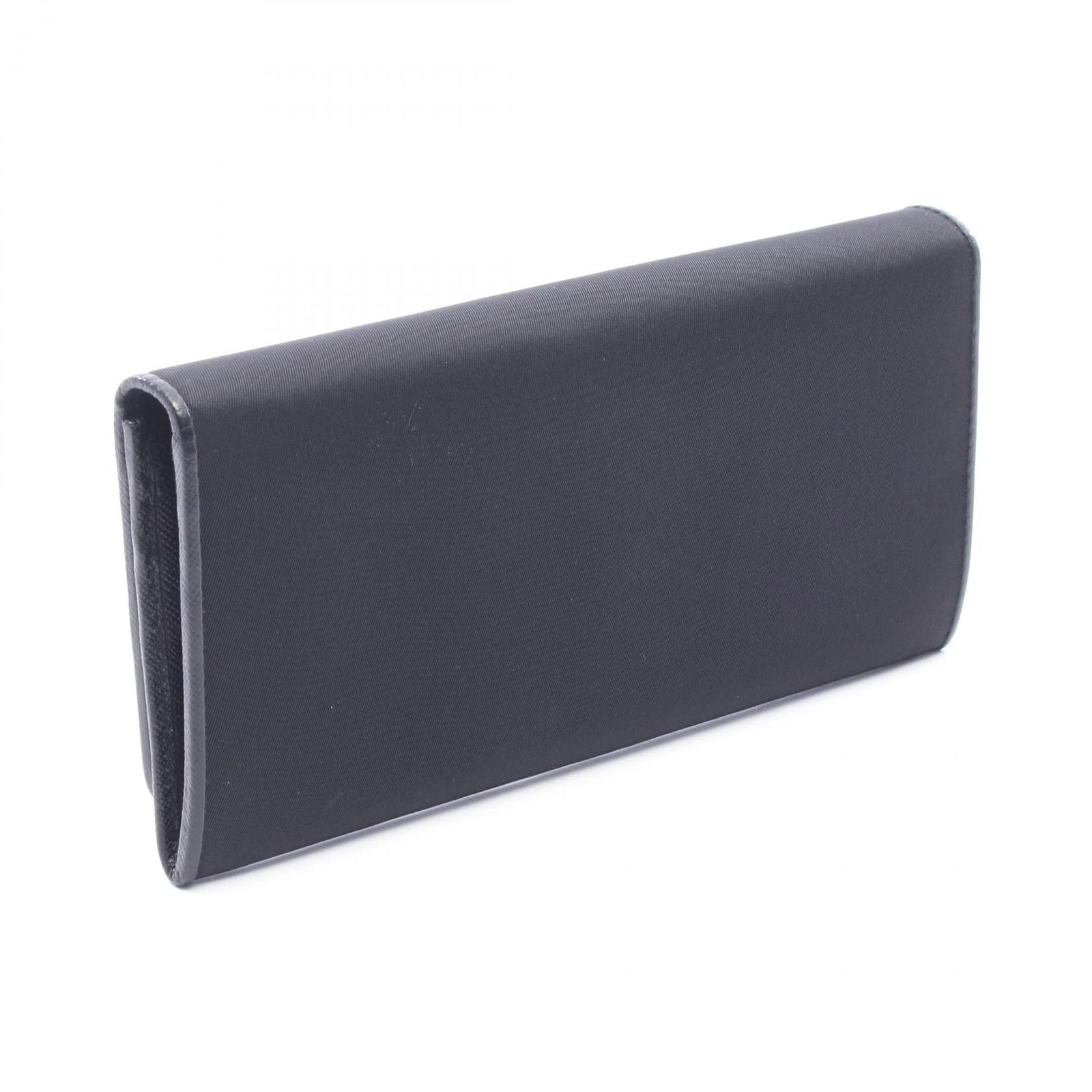 Prada Bifold Wallet Triangle Logo Black Nylon Leather Double Snap — view 2