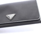 Prada Bifold Wallet Triangle Logo Black Nylon Leather Double Snap — view 7
