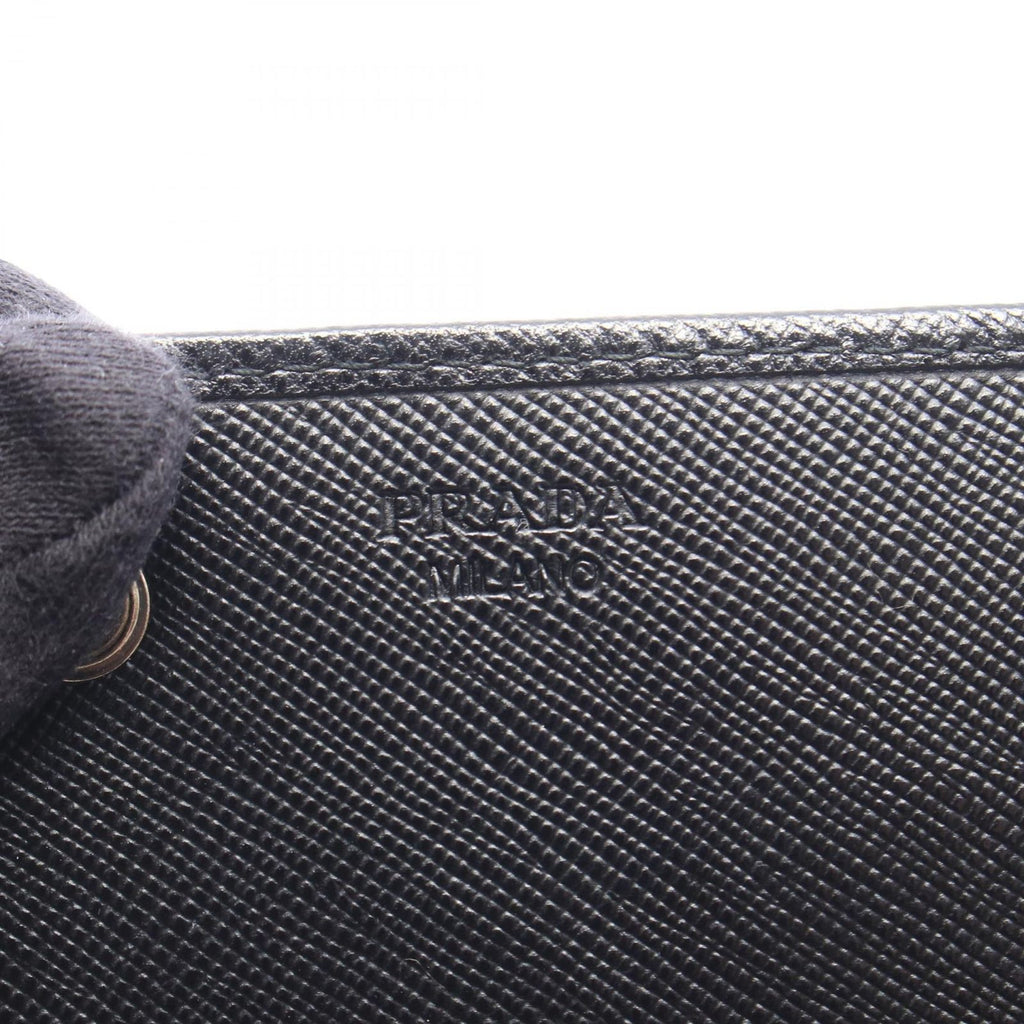 Prada Bifold Wallet Triangle Logo Black Nylon Leather Double Snap — view 4
