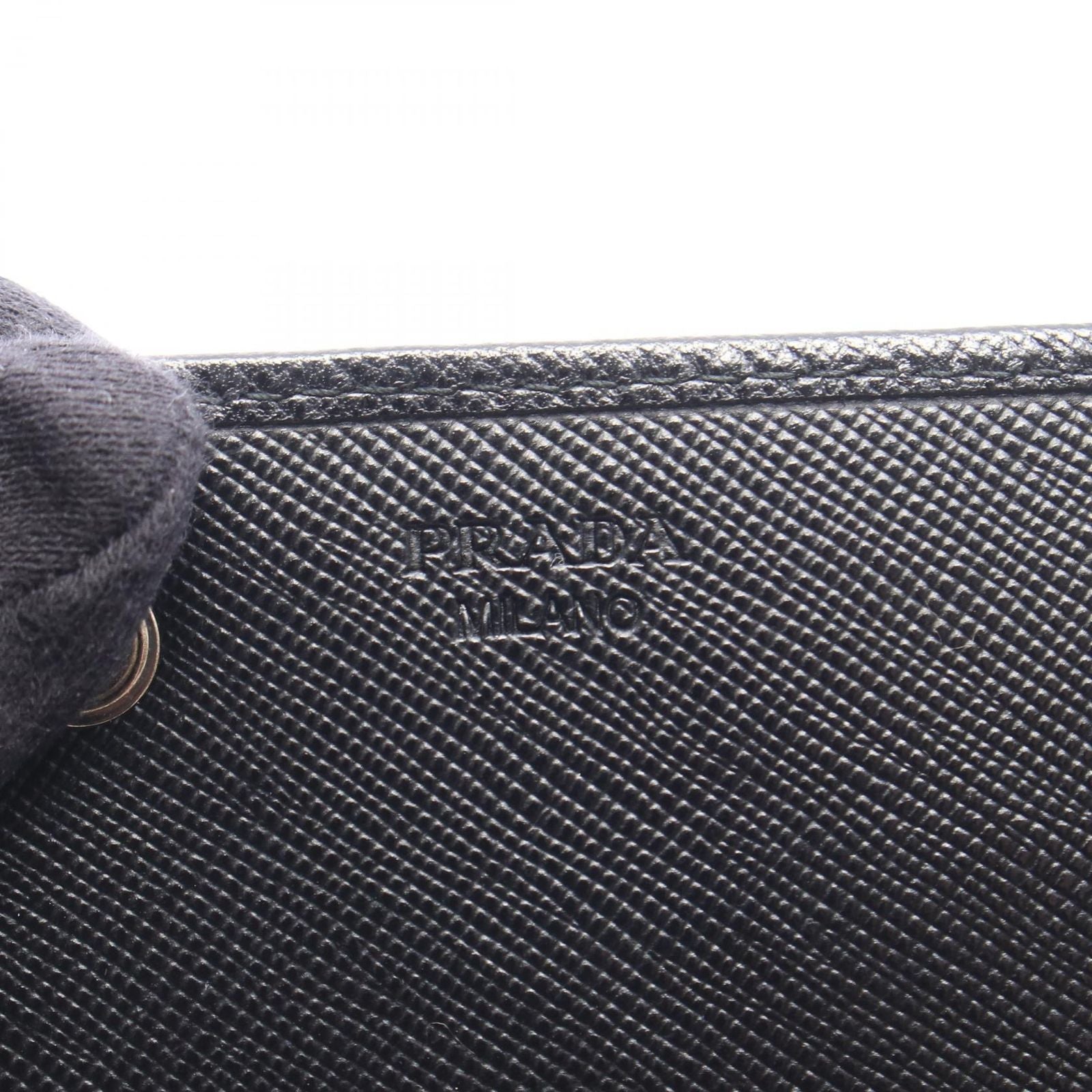 Prada Bifold Wallet Triangle Logo Black Nylon Leather Double Snap — view 4