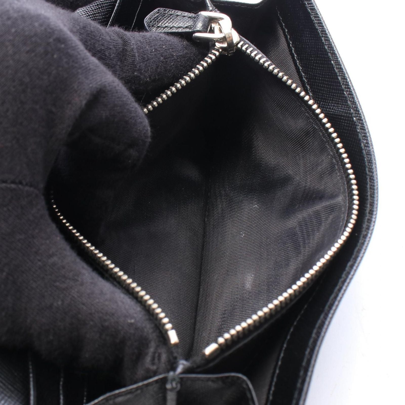 Prada Bifold Wallet Triangle Logo Black Nylon Leather Double Snap — view 5