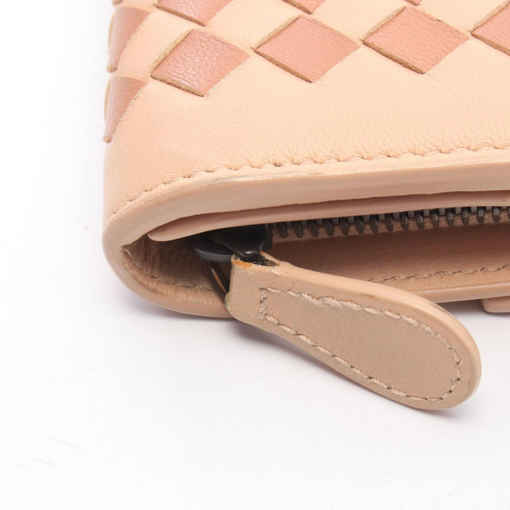Bottega Veneta Bifold Wallet Intrecciato Pink Beige Brown Leather — view 8