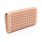 Bottega Veneta Bifold Wallet Intrecciato Pink Beige Brown Leather — view 2