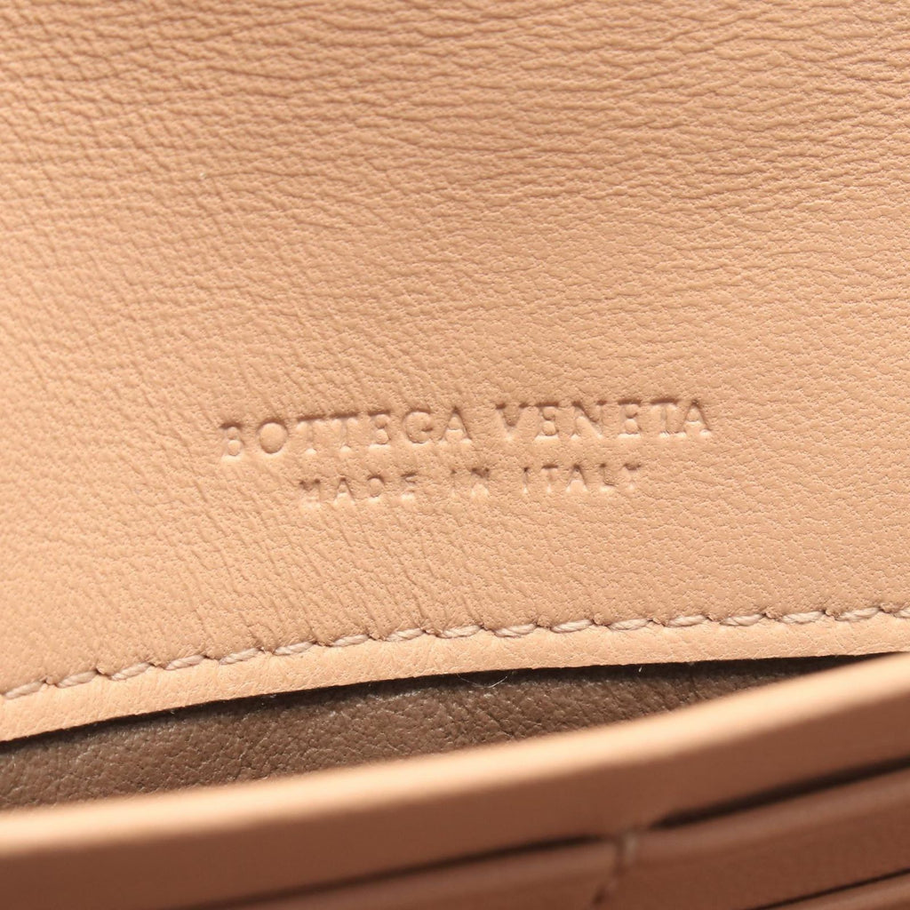 Bottega Veneta Bifold Wallet Intrecciato Pink Beige Brown Leather — view 4