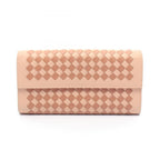 Bottega Veneta Bifold Wallet Intrecciato Pink Beige Brown Leather