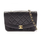 Chanel Shoulder Bag Quilted Diana Flap Black Lambskin Chain