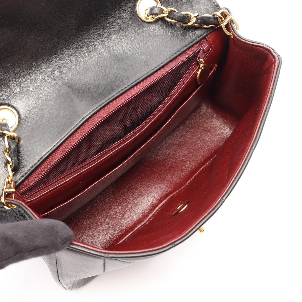Chanel Shoulder Bag Quilted Diana Flap Black Lambskin Chain — view 3