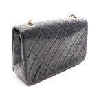 Chanel Shoulder Bag Quilted Full Flap Black Lambskin Chain — view 2