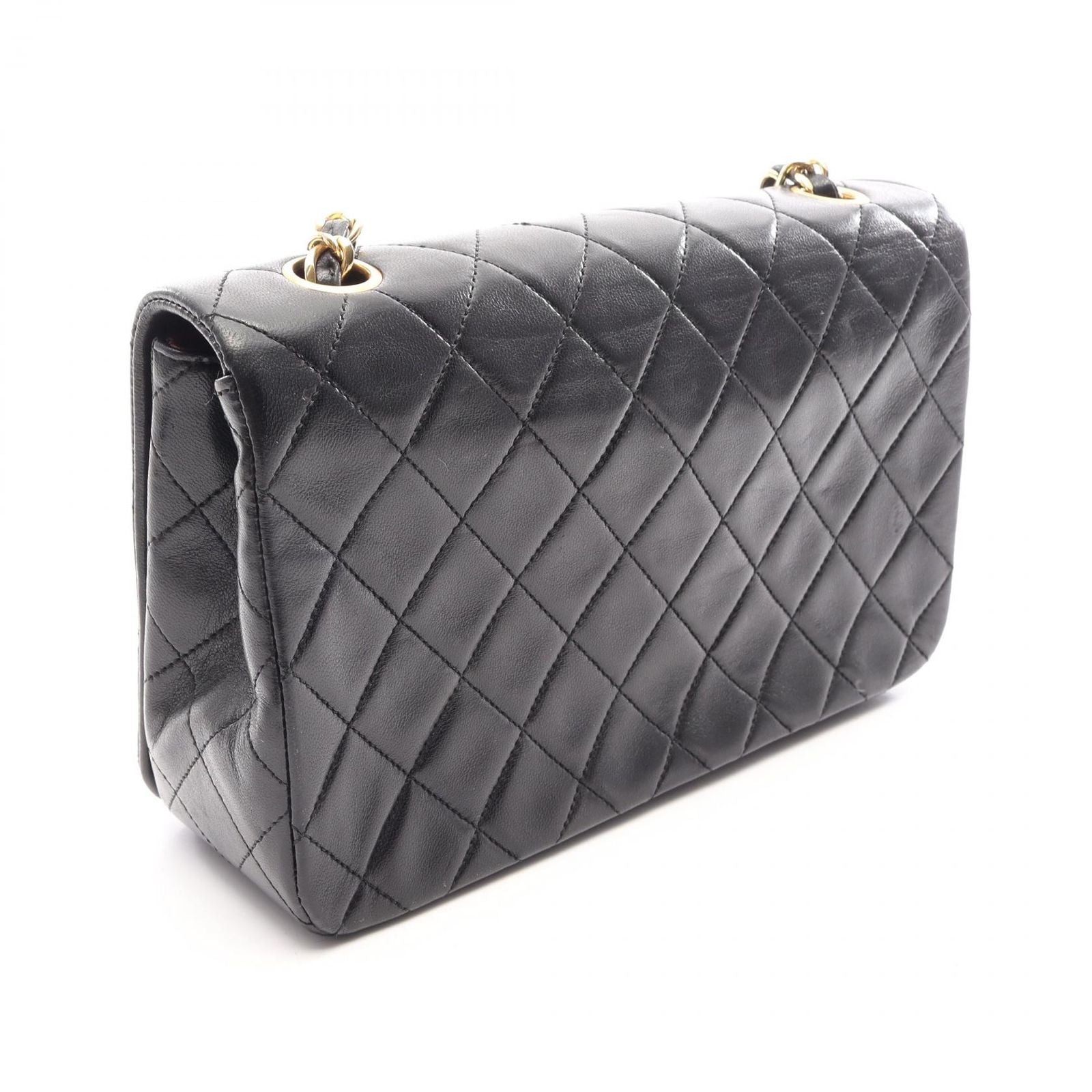 Chanel Shoulder Bag Quilted Full Flap Black Lambskin Chain — view 2