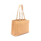 Chanel Tote Bag Quilted Grand Shopping Beige Caviar Leather GST Chain — view 2