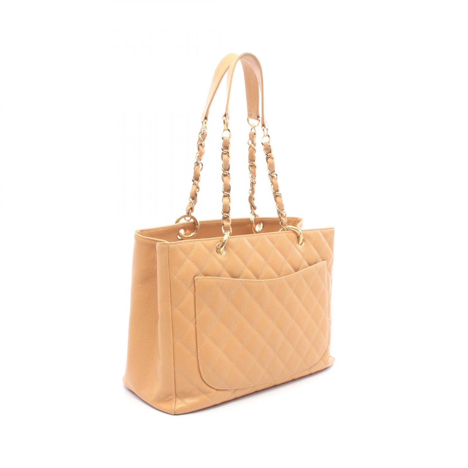 Chanel Tote Bag Quilted Grand Shopping Beige Caviar Leather GST Chain — view 2