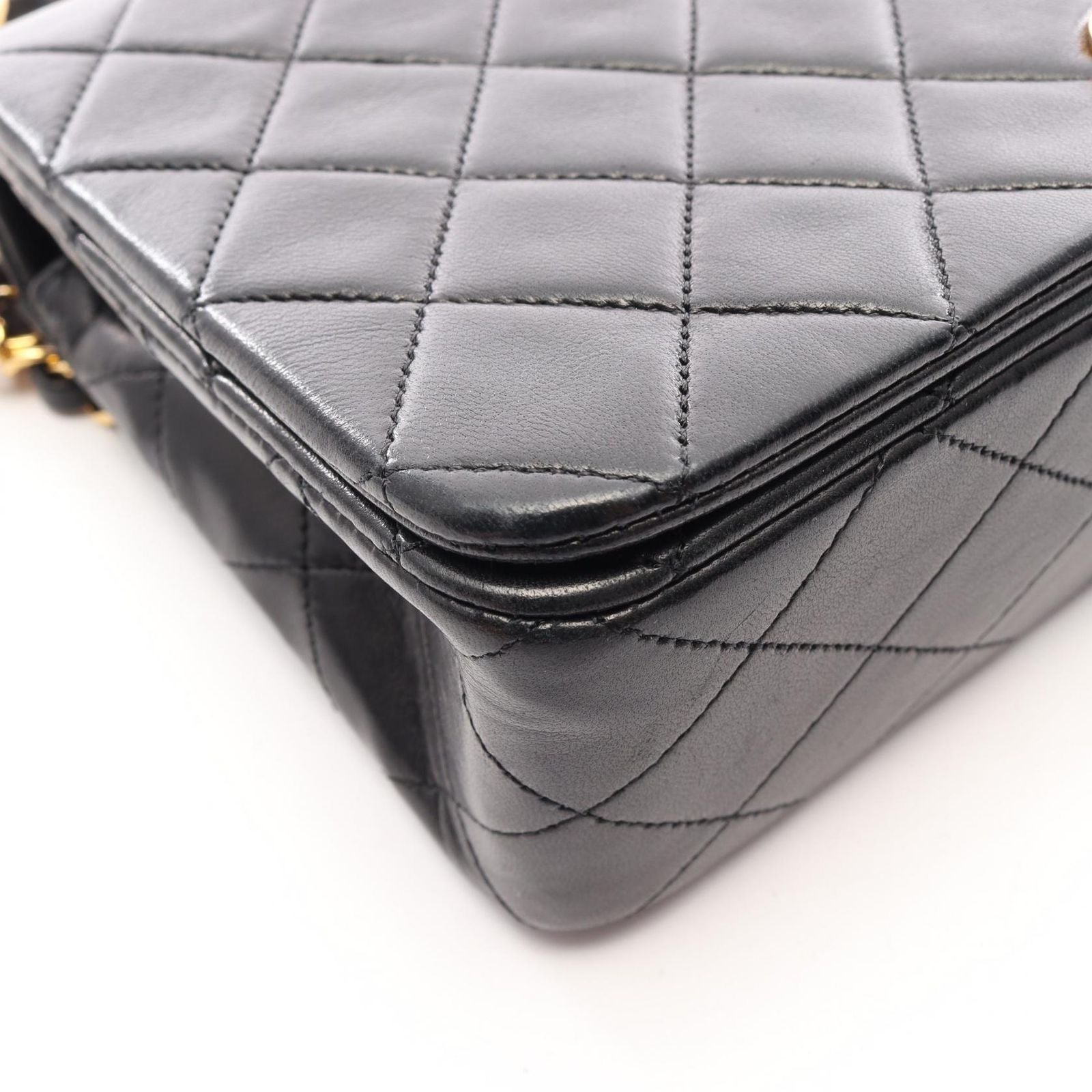 Chanel Shoulder Bag Quilted Full Flap Black Lambskin Chain — view 8