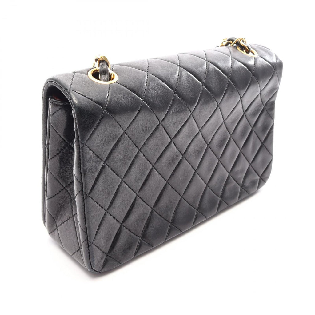 Chanel Shoulder Bag Quilted Full Flap Black Lambskin Chain — view 2