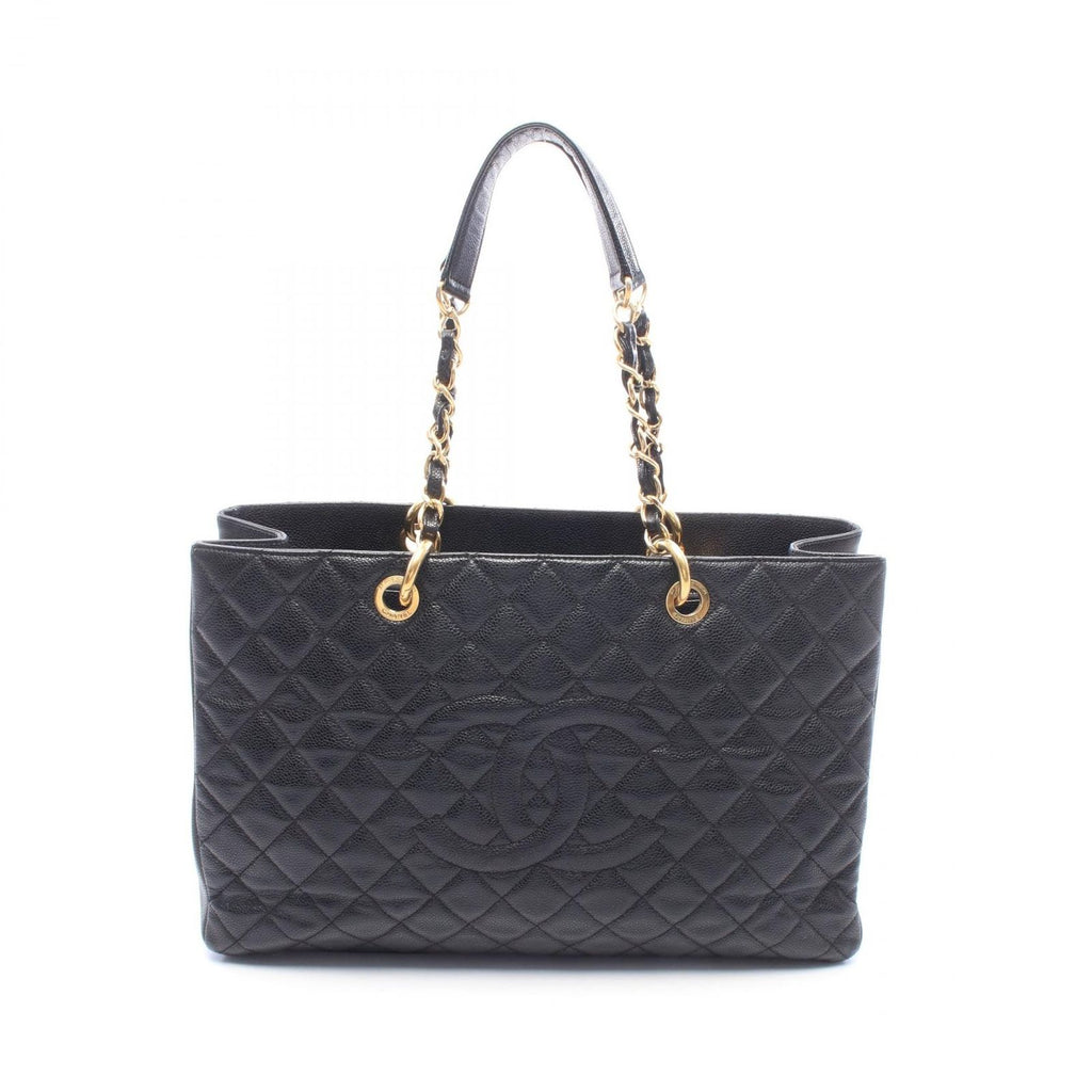 Chanel Tote Bag Quilted Grand Shopping GST XL Black Caviar Leather Chain