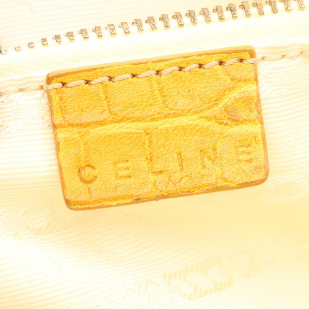 Celine Handbag Croco Embossed Canvas Leather Hand — view 4