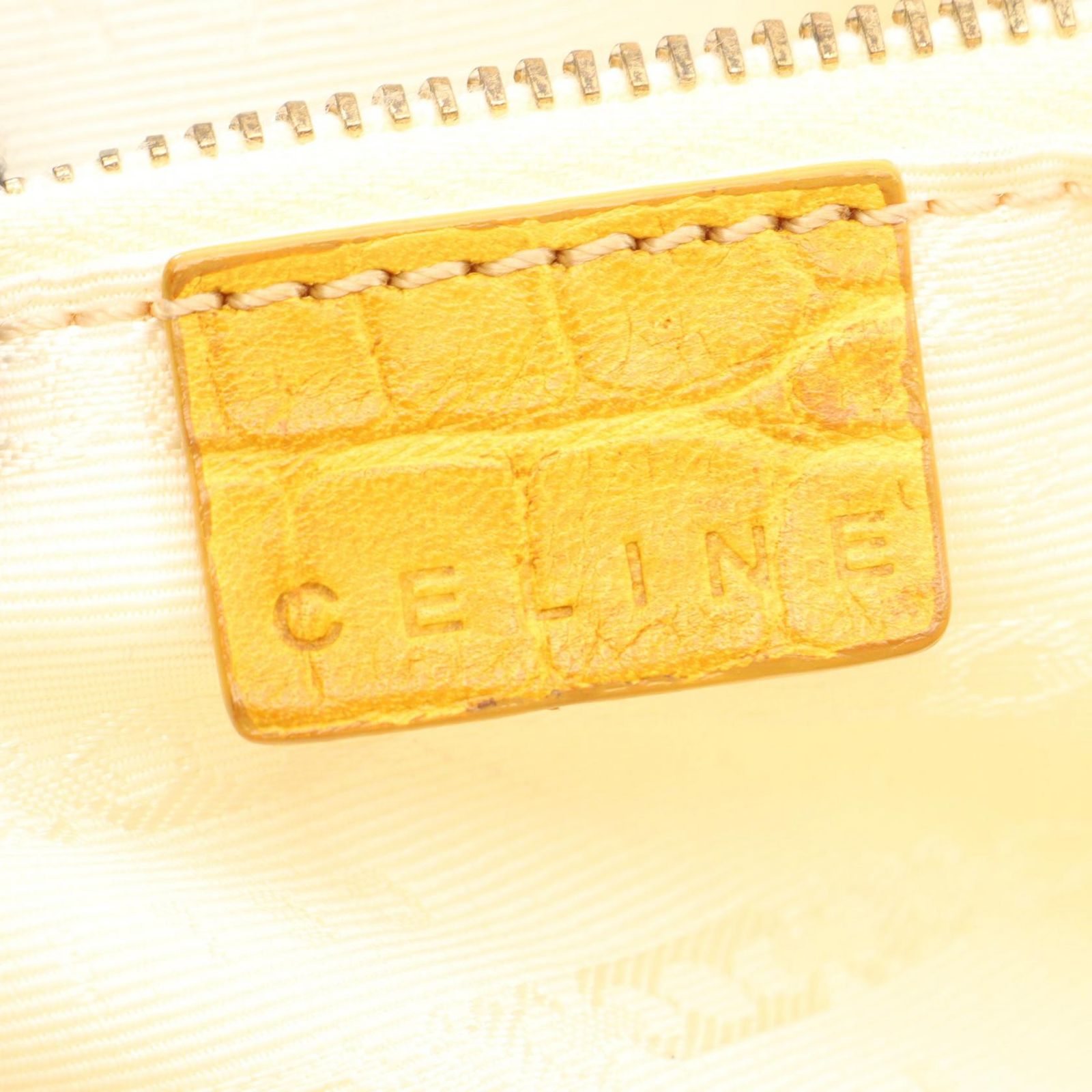 Celine Handbag Croco Embossed Canvas Leather Hand — view 4