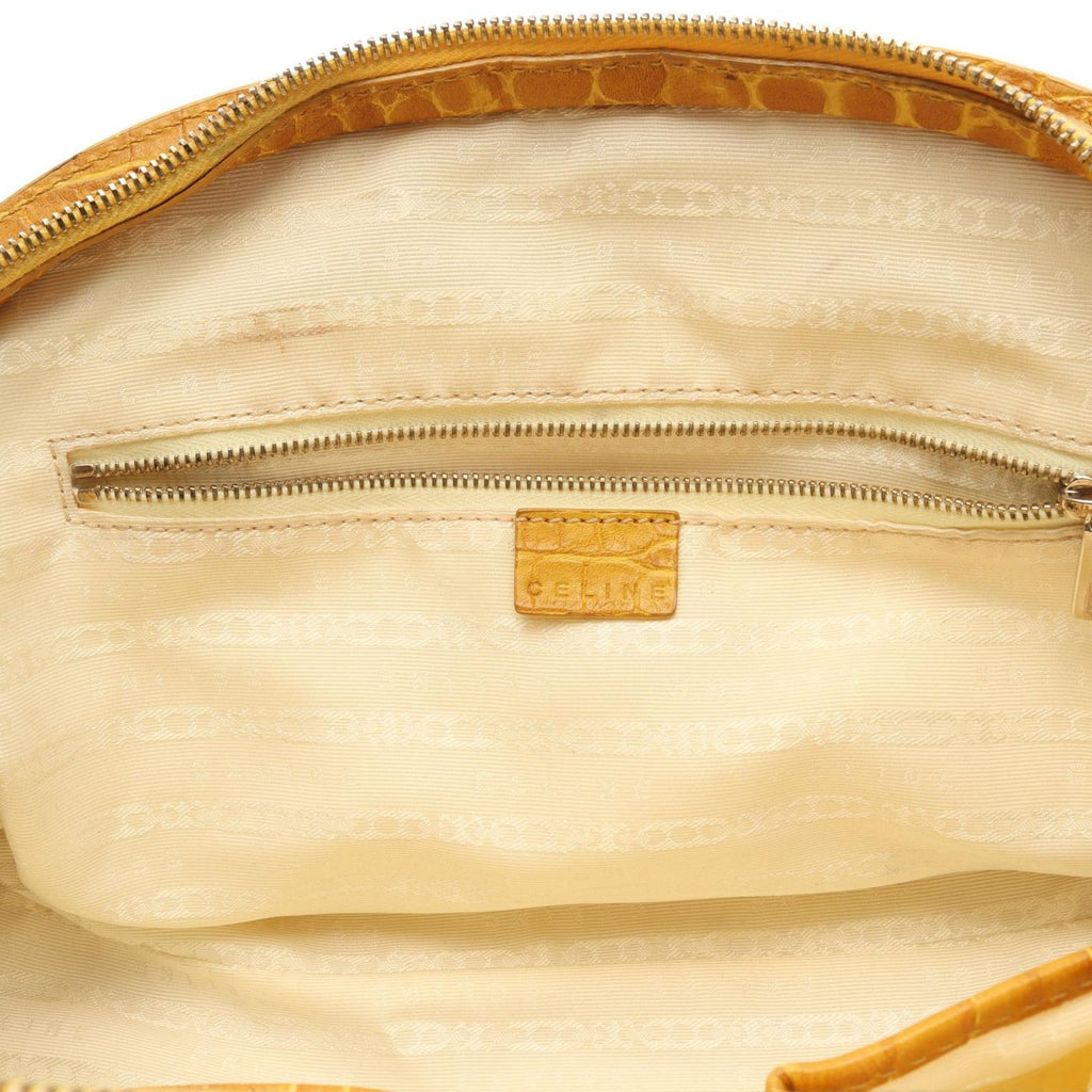 Celine Handbag Croco Embossed Canvas Leather Hand — view 5