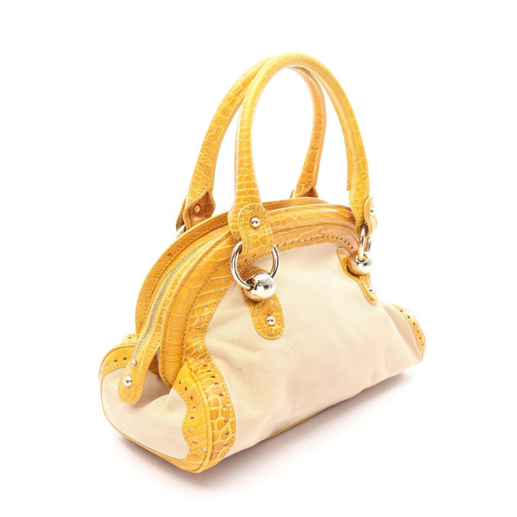 Celine Handbag Croco Embossed Canvas Leather Hand — view 2
