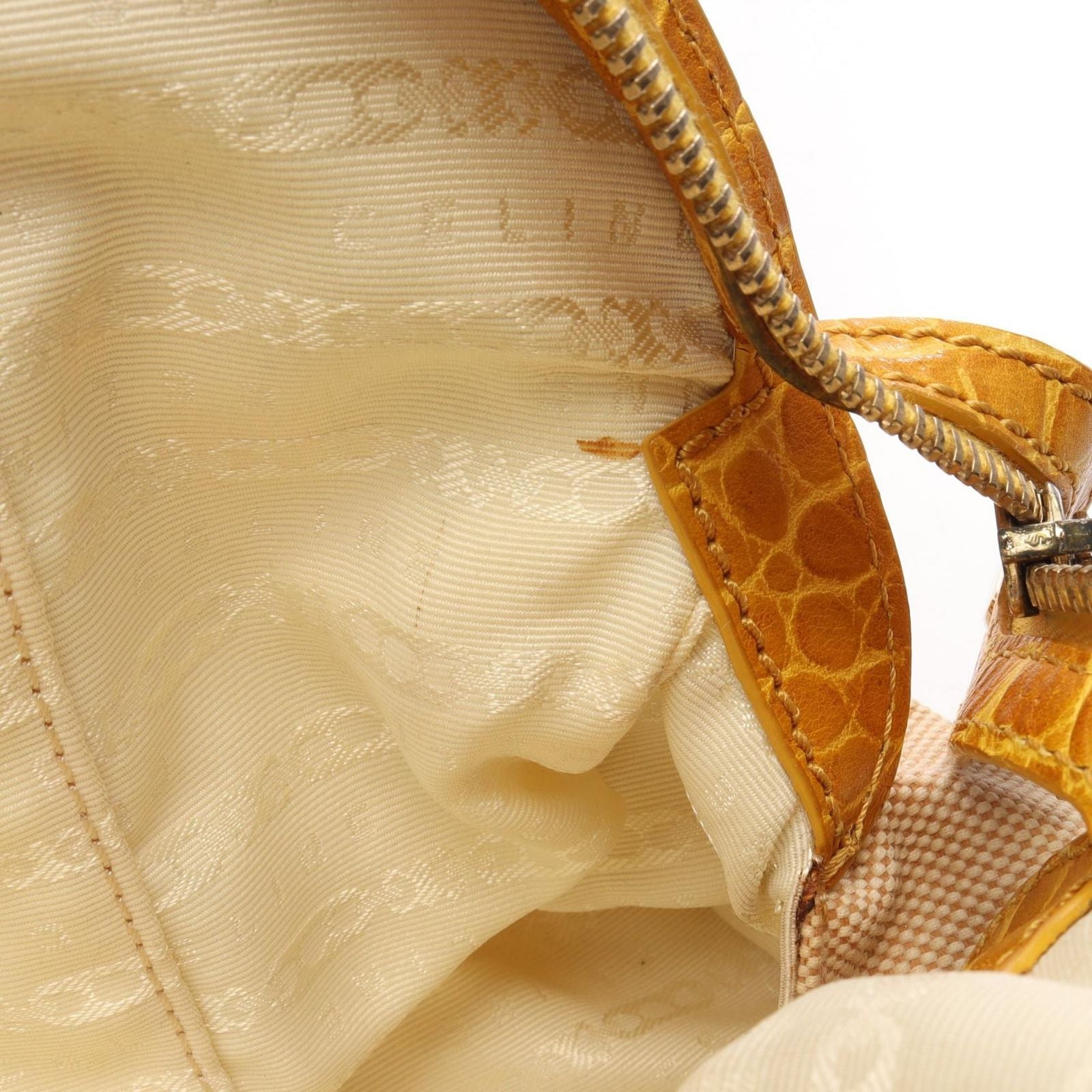 Celine Handbag Croco Embossed Canvas Leather Hand — view 6