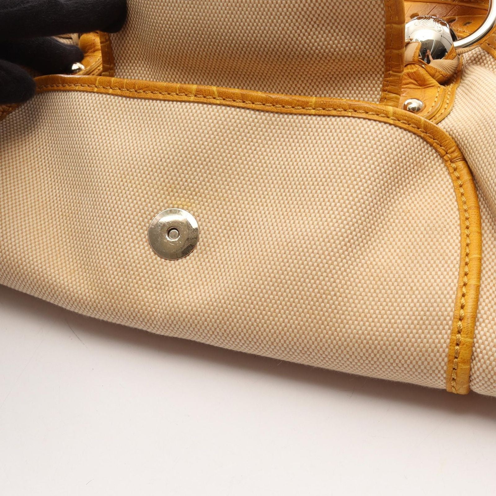 Celine Handbag Croco Embossed Canvas Leather Hand — view 7