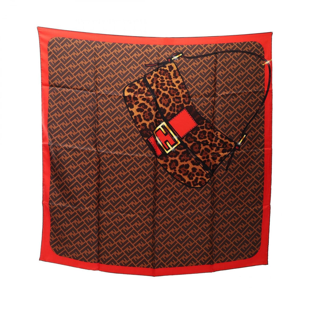 Fendi Scarf Zucca Leopard Bag Motif Wool