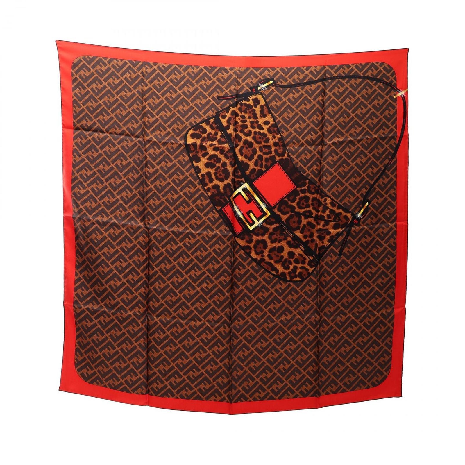 Fendi Scarf Zucca Leopard Bag Motif Wool