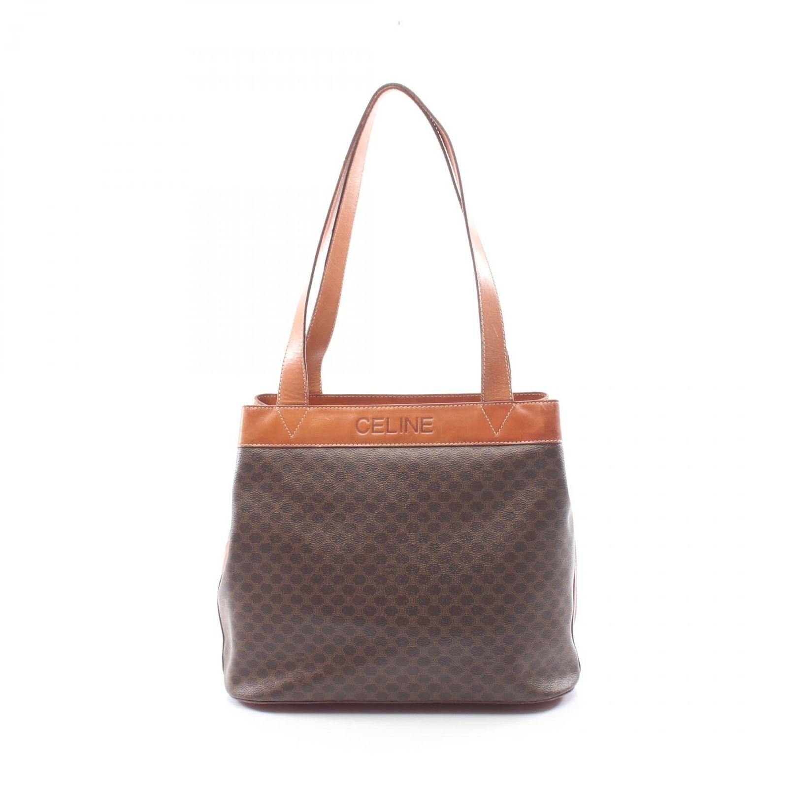 Celine Shoulder Bag Macadam Brown Leather