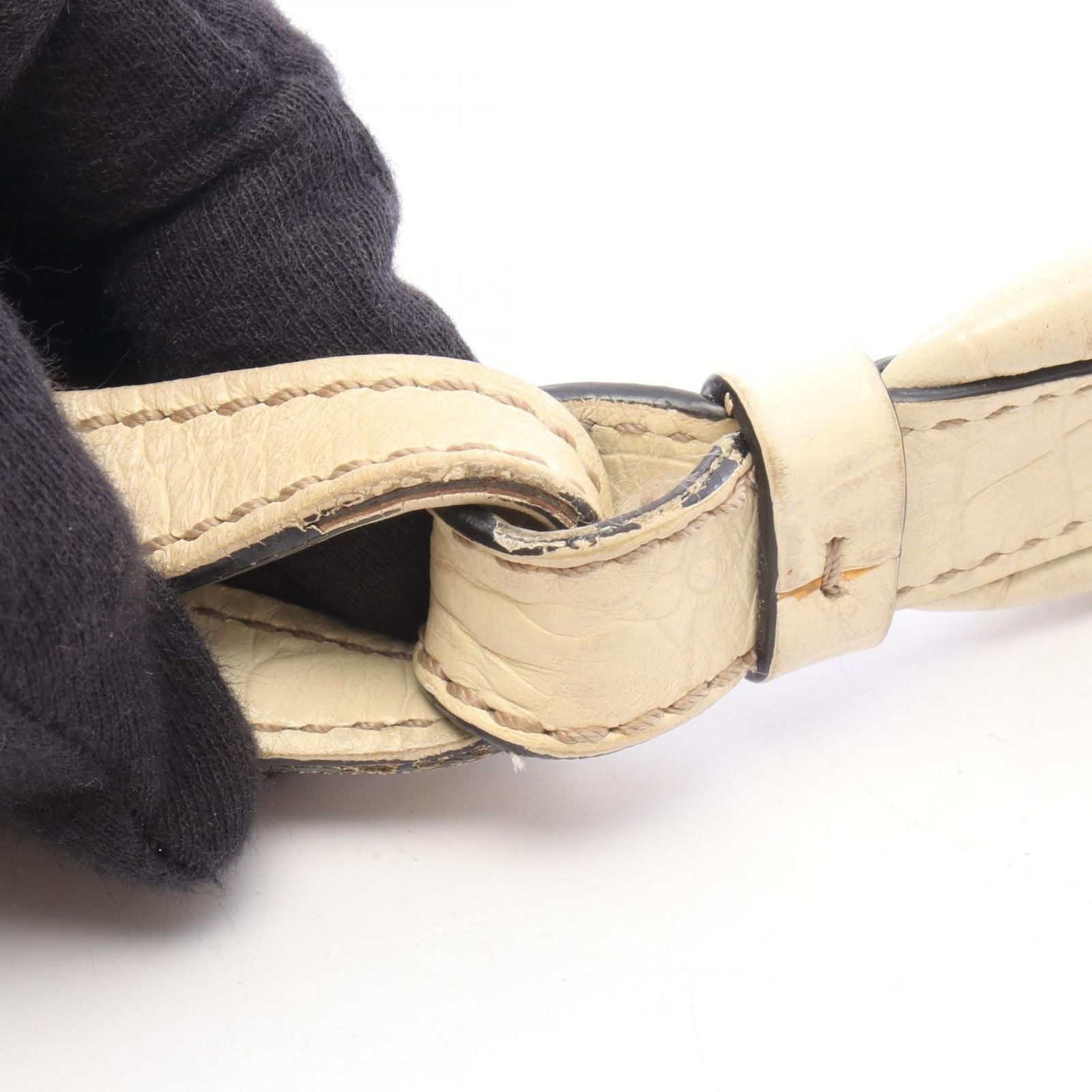 Celine Shoulder Bag Macadam Beige Ivory Canvas Leather — view 8