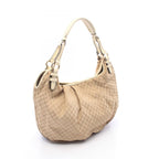 Celine Shoulder Bag Macadam Beige Ivory Canvas Leather — view 2